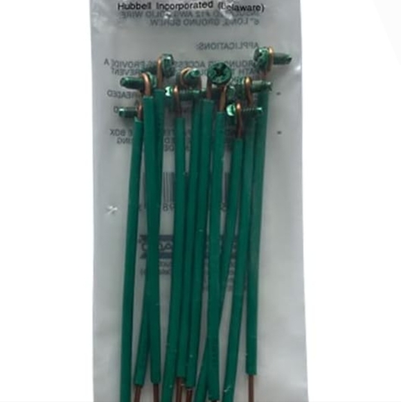 RACO 8983-1, Grounding Pigtails, 6" Length with 10-32 Green Ground Screw - 10pcs - Picture 3 of 3